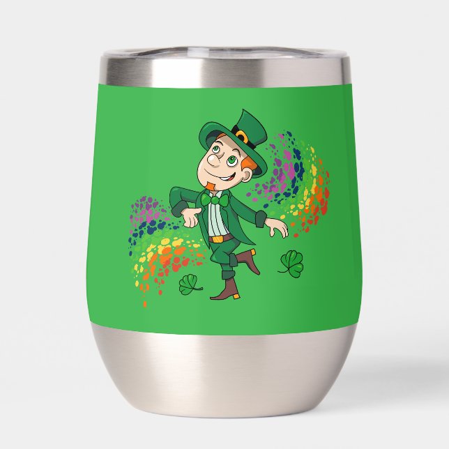 Hermoso y alegre leprechaun bailando, un arco iris (Trasero)
