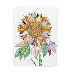 Hermoso y colorido imán de girasol 3"x4"