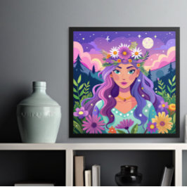 Hermoso y colorido Poster de arte floral