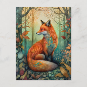 Hermoso Zorro En La Postales De Arte Forestal