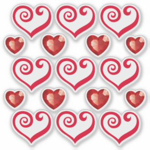 Hermosos corazones rojos claros Pegatinas transpar