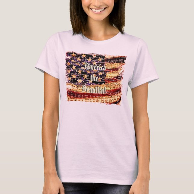 Hermosos Estados Unidos, camiseta rosa y patriótic (Anverso)