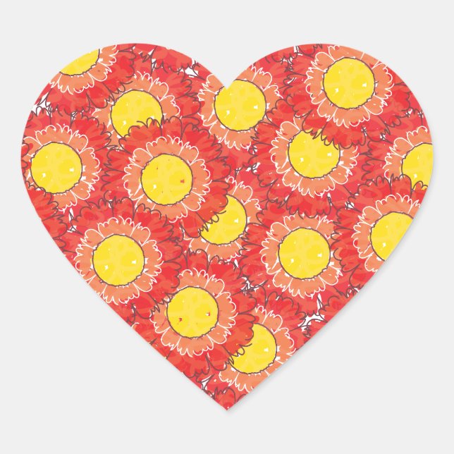 Hermosos florazones Pegatina en forma de corazón - (Anverso)