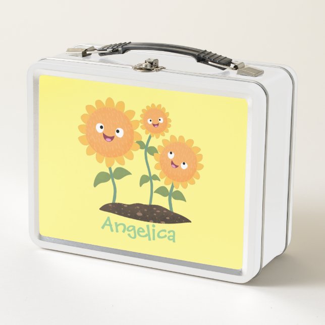 Hermosos girasoles alegres sonrientes ilustracion  (Anverso)