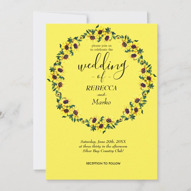 Hermosos girasoles amarillos en una simple invi bl (Anverso)