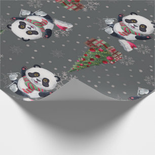 Hermosos Navidades de Panda envolviendo papel