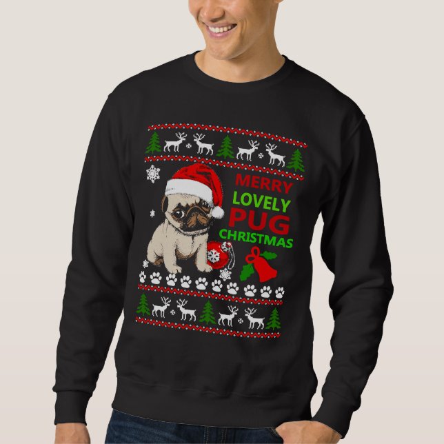 Hermosos navidades de pug divertidos camisetas ese (Anverso)