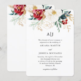 Hermosos Navidades florales Invitación a la boda