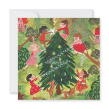 Hermosos niños de árboles de Navidad adornados de