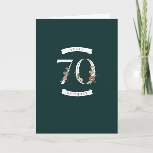 Hermosos números florales tarjeta de cumpleaños nú (Anverso)