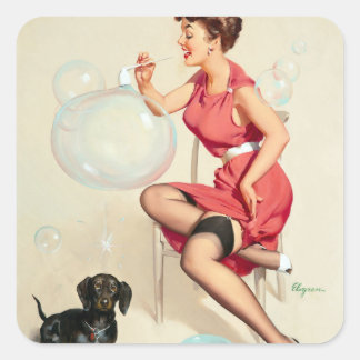 Hermosos Pegatinas clásicos de Vintage Pin Up Chic