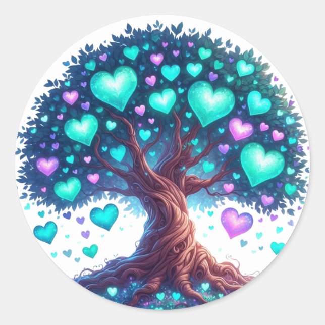 Hermosos Pegatinas de árboles con forma de corazón (Anverso)