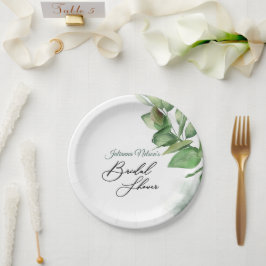 Hermosos platos de papel de acuarela verde