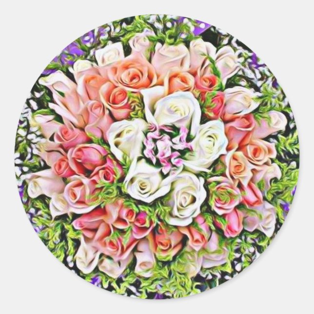 Hermosos rosas bodas sellos para sobres pegatinas (Anverso)