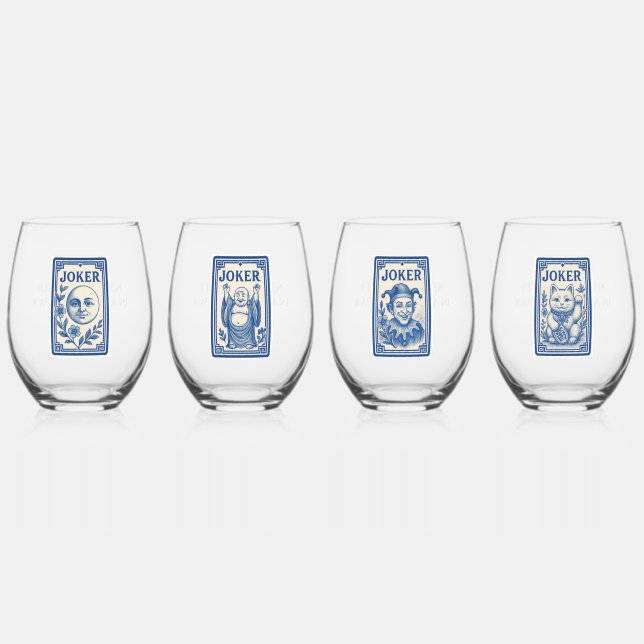 Hermosos vasos de vino Mahjong Joker (Anverso)