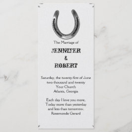 Herradura plateada en el programa de la boda blanc