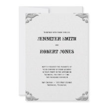 Herradura plateada en invitación a la boda blanca