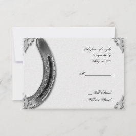 Herradura plateada en tarjeta de respuesta de Boda