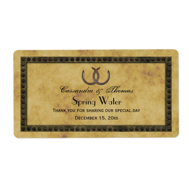 Herraduras Rústicas De La Etiqueta De Agua De BG E (Frente)