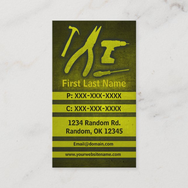 Herramientas amarillas barnizan tarjetas de person (Anverso)