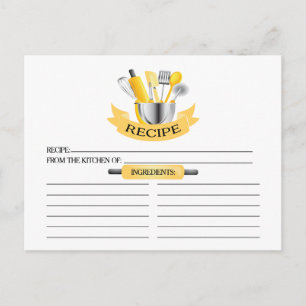 Herramientas de cocina amarilla Tarjetas de receta