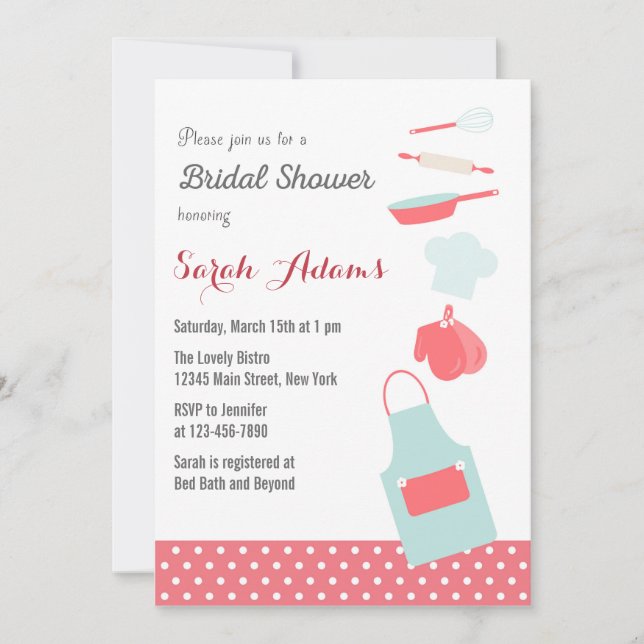 Herramientas de cocina Invitación a ducha de novia (Anverso)