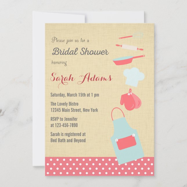 Herramientas de cocina Invitación a ducha de novia (Anverso)