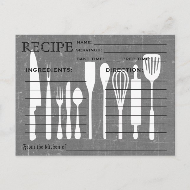 Herramientas de cocina para tarjeta de recetas ret (Anverso)