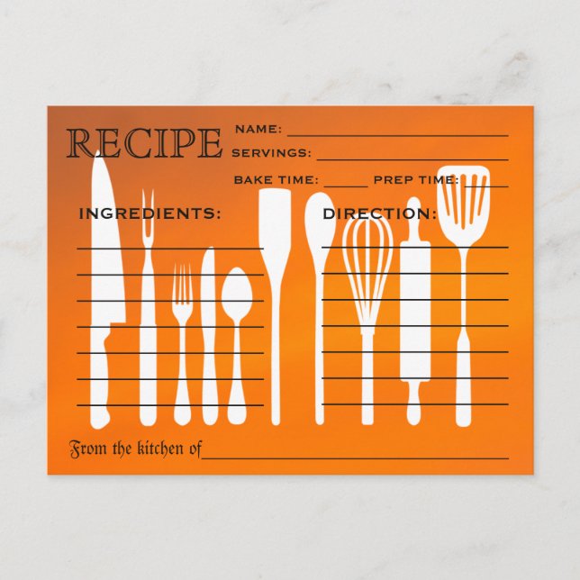 Herramientas de cocina para tarjetas de recetas re (Anverso)