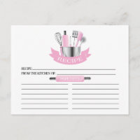 Herramientas de cocina rosada Tarjetas de receta p