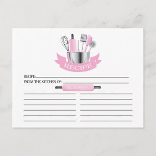 Herramientas de cocina rosada Tarjetas de receta p