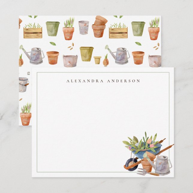 Herramientas de jardinería Tarjeta de nota de esta (Anverso / Reverso)