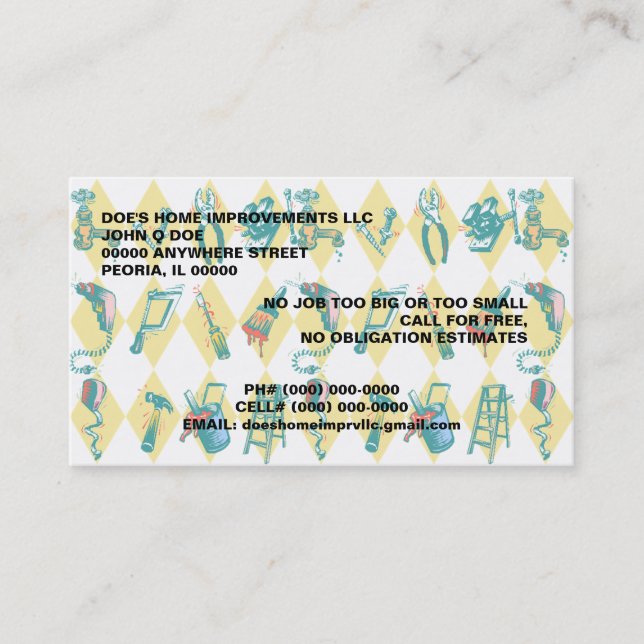 HERRAMIENTAS DE LAS TARJETAS DE VISITA COMERCIALES (Anverso)