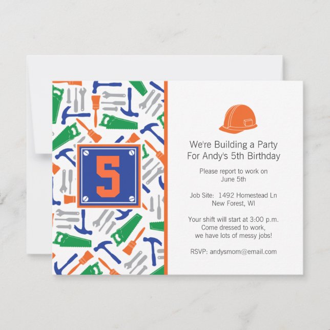 Herramientas Invitación a cumpleaños (Anverso)