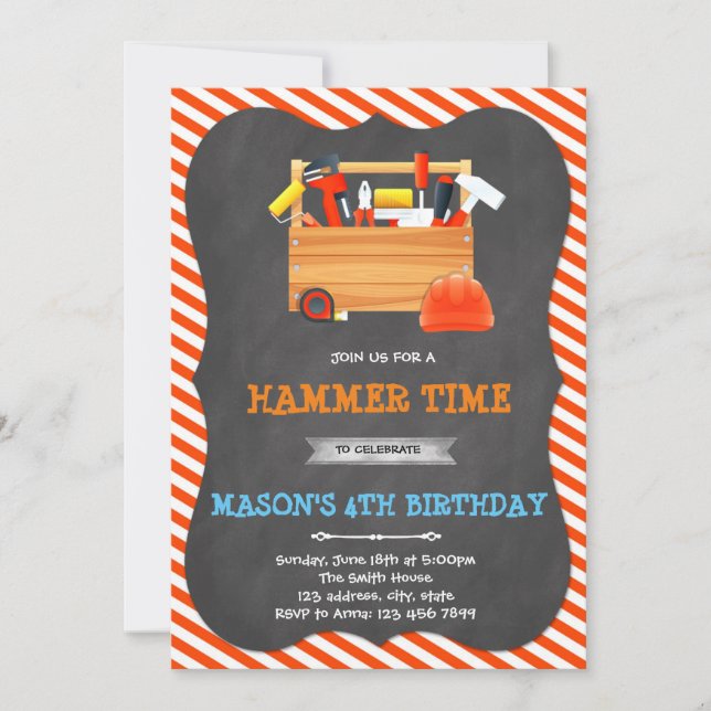 Herramientas Invitación de cumpleaños del niño (Anverso)