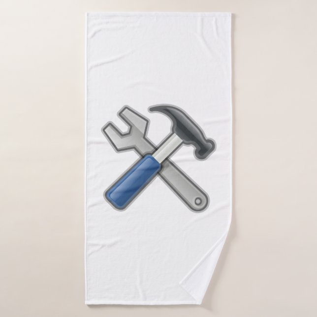 Herramientas, martillo y llave (Toalla de baño)