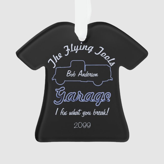 Herramientas voladoras garaje ornamento de Navidad (Anverso)