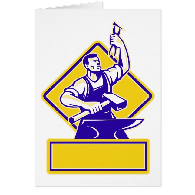 Herrero que sostiene el martillo con el yunque (Frente)