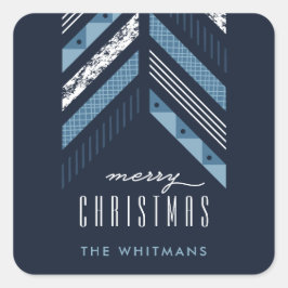 Herringbone Band Holiday Pegatina - Denim