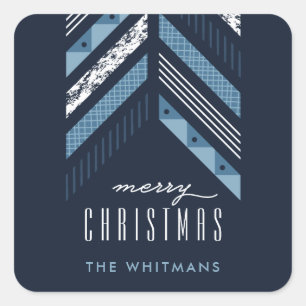 Herringbone Band Holiday Pegatina - Denim