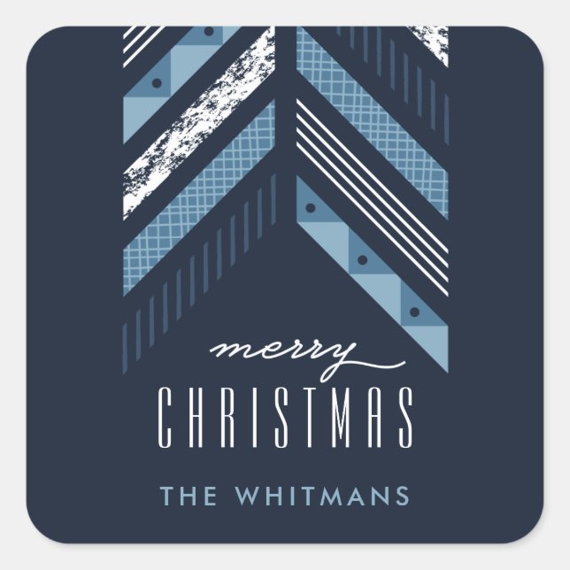 Herringbone Band Holiday Pegatina - Denim (Anverso)