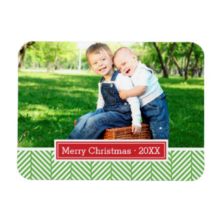Herringbone Holiday Monograma Imán fotográfico