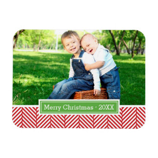 Herringbone Holiday Monograma Imán fotográfico