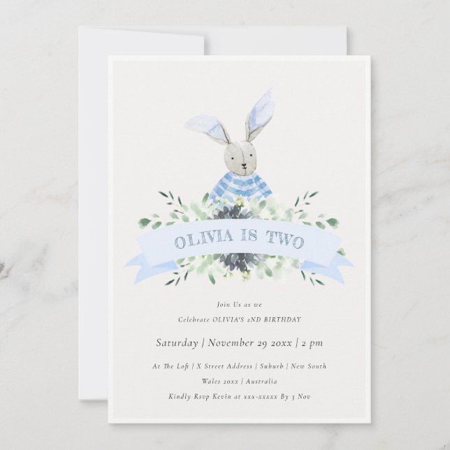 Hervidad Azul Cute Foliage Cualquier Invitación de (Anverso)