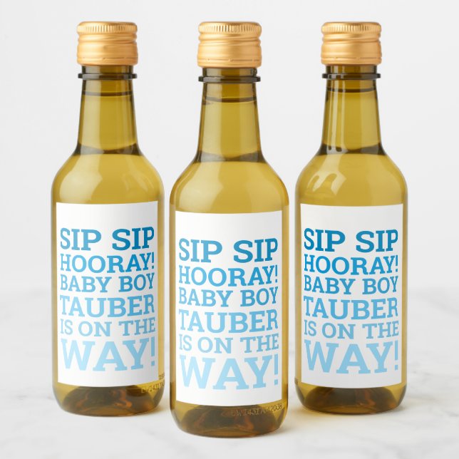 Hervidad de Sip Azul Personalizada Hooray Baby Boy (Botellas)