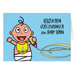 Herzlichen glückwunsch zum baby sohn, tarjeta alem