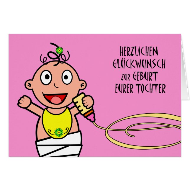 Herzlichen Glückwunsch zur Geburt Eurer Tochter (Anverso (Horizontal))