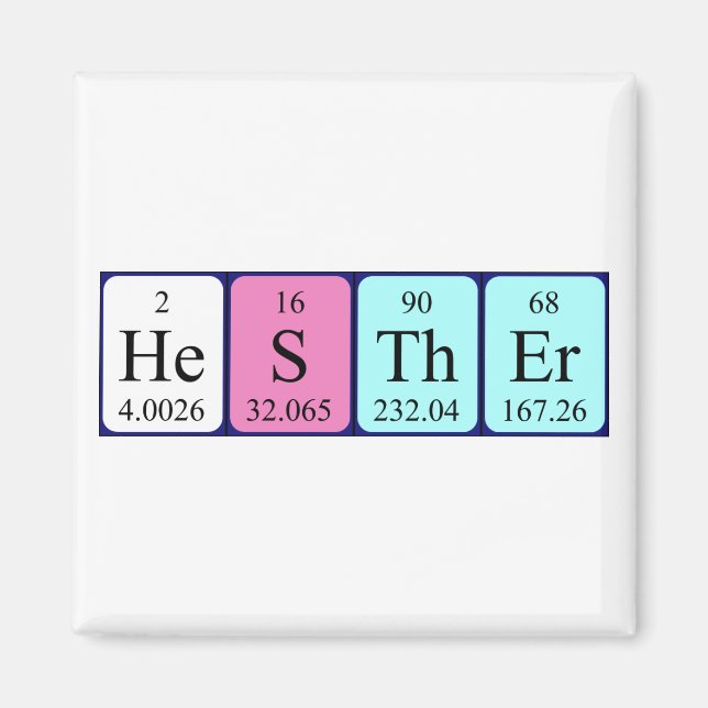 Hesther imán de nombre de tabla periódica (Frente)