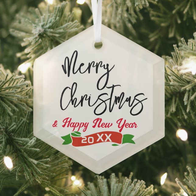 Hexagon Personalizado Ornamento Feliz Navidad (in situ)