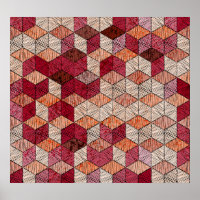 Hexagones bordados: Impresión de arte bohemio.